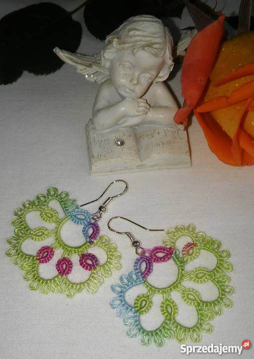 Kolczyki Frywolitkowe Wiśniowa