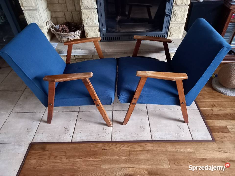 Stare fotele na sprężynach patyczaki PRL vintage Fotele Rawicz