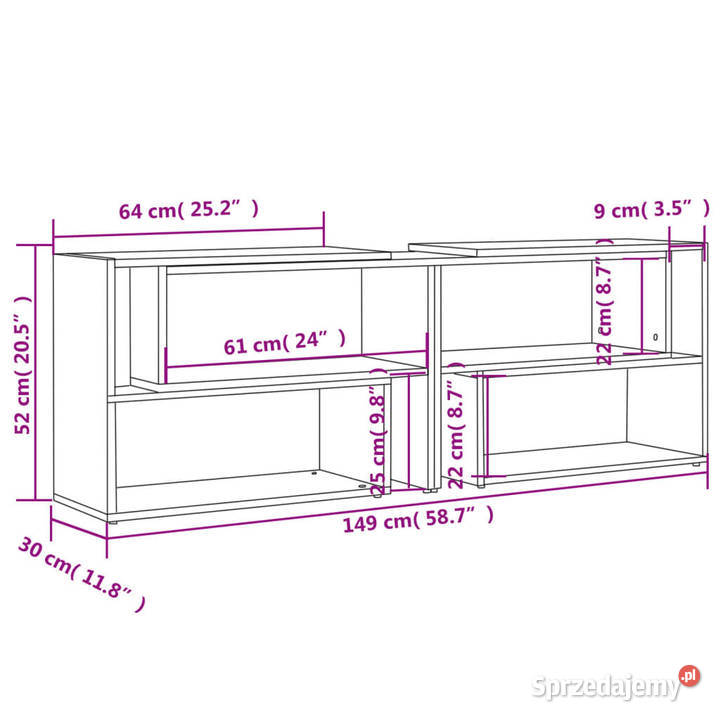 Szafka pod TV szara wysoki połysk 149x30x52 mazowieckie Warszawa