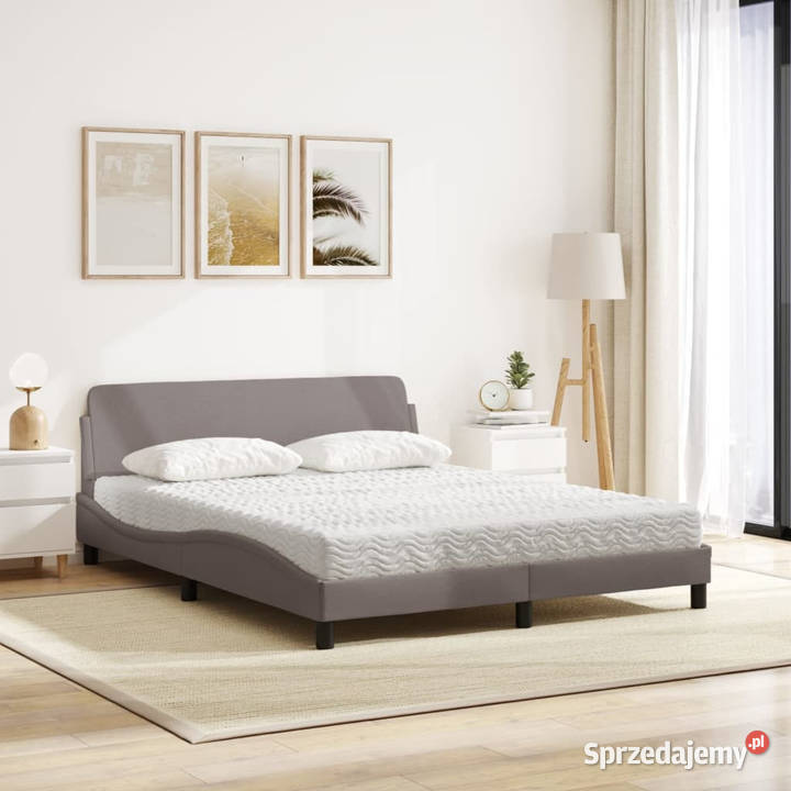 Łóżko z materacem taupe tkanina 160x200 mazowieckie Warszawa sprzedam