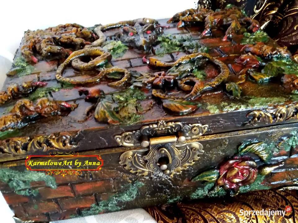 Szkatułka na biżuterię mixmedia rękodzieło Warszawa