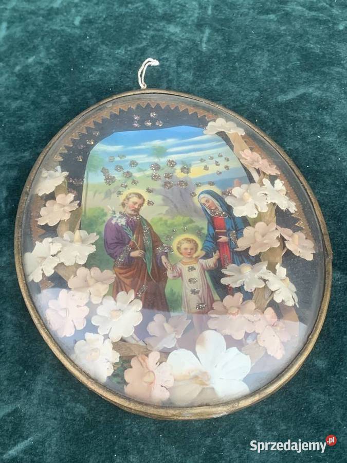 Piękny szklany obrazek święty Łowicz