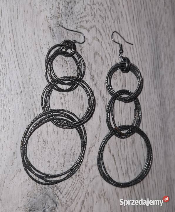 Kolczyki damskie wiszące koła posrebrzane łódzkie Łódź