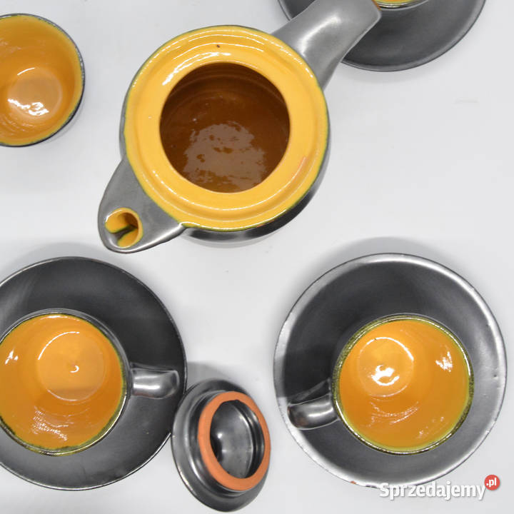 Ceramiczny serwis kawowy Gramann Topferei Rmhild czarny Warszawa