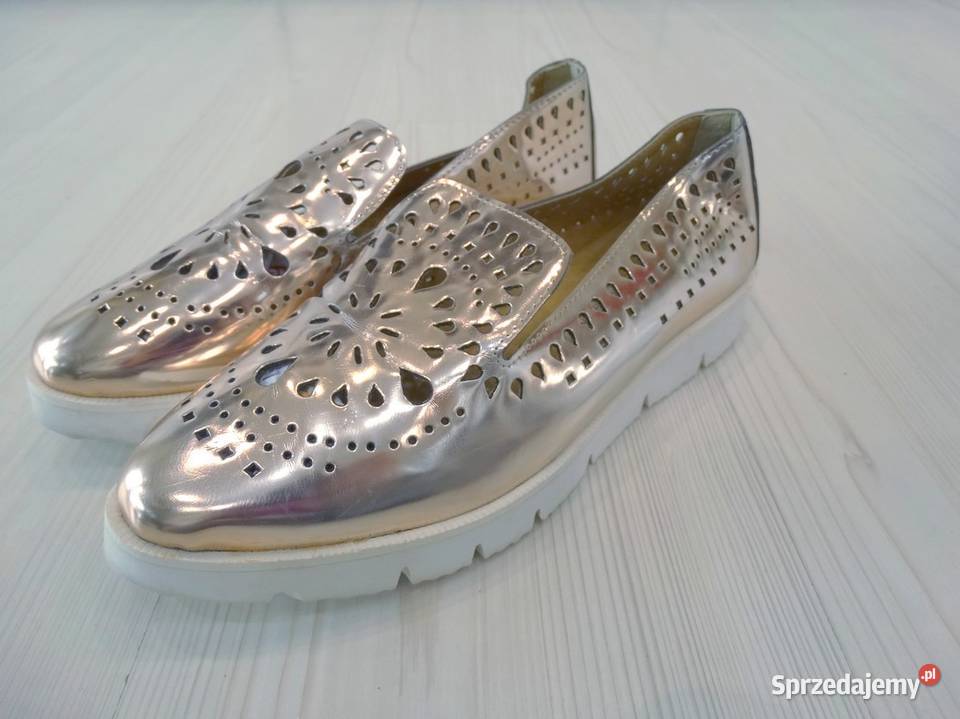 Buty Damskie Półbuty Lordsy Loafersy Marka żółty/złoty Półbuty podlaskie Łomża