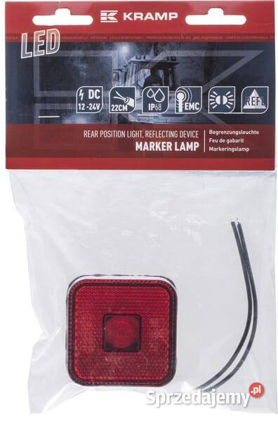 Lampa obrysowa LED kwadratowa 1224V z przewodem Oświetlenie Kamionna