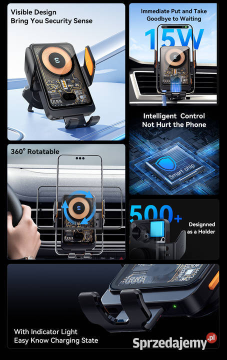 Uchwyt samochodowy na telefon ładowarka Lipsk