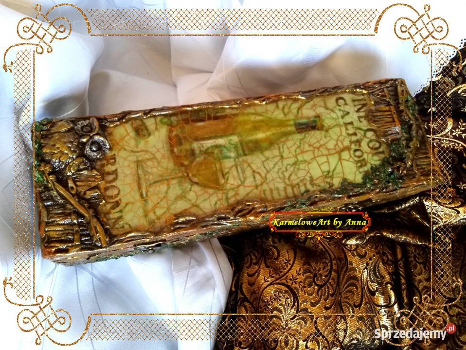 Pudełko na wino decoupage rękodzieło prezent Warszawa sprzedam