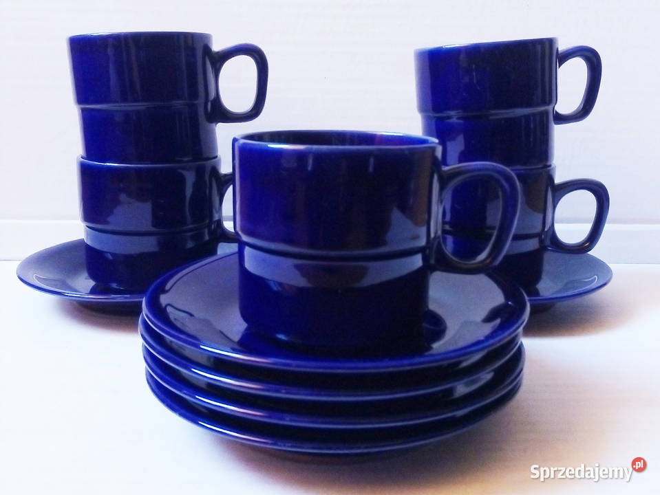 5 kobaltowych filiżanek Ania porcelit Tułowice Filiżanki i spodki Częstochowa sprzedam