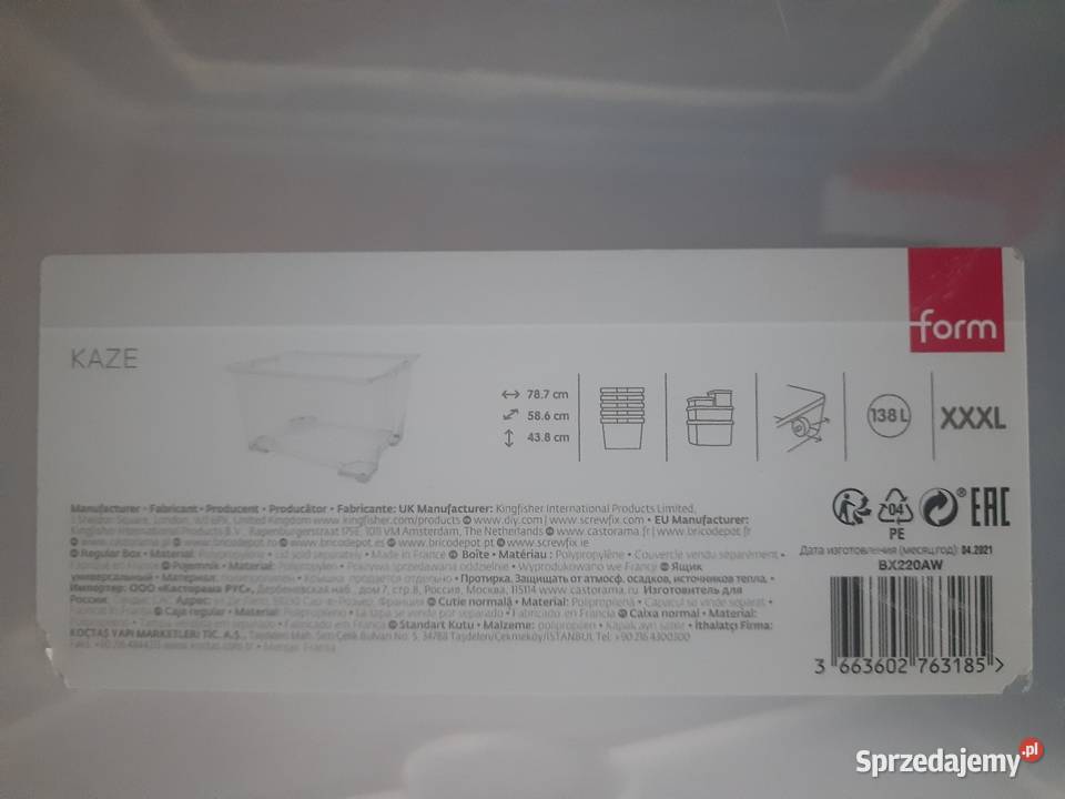 Pojemnik plastikowy Form Kaze XXXL 138L