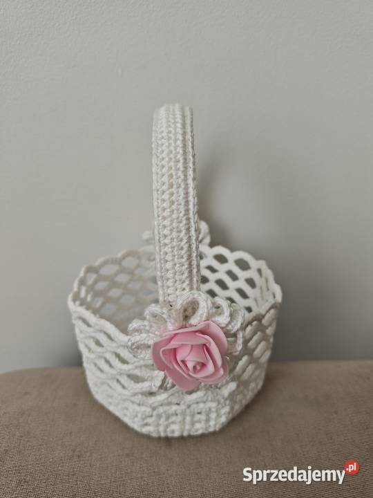Koszyczek Wielkanocny szydelkowy biały Wielkanoc Dębica sprzedam