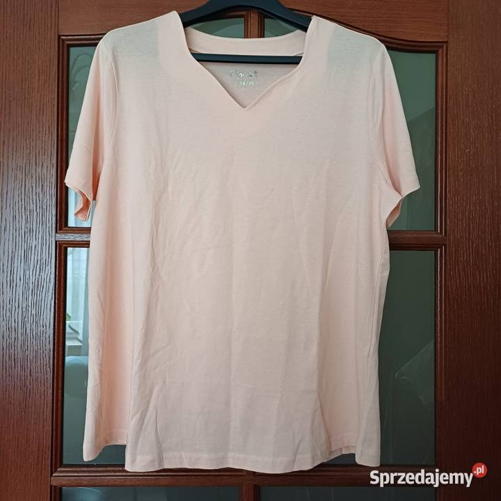 Bluzka w serek L 4446 łososiowa Bluzki i koszule Sieradz