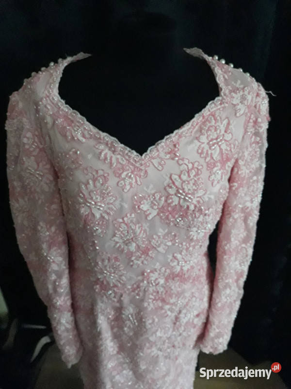 różowa koronkowa vintage koronkowa sukienka M Sosnowiec