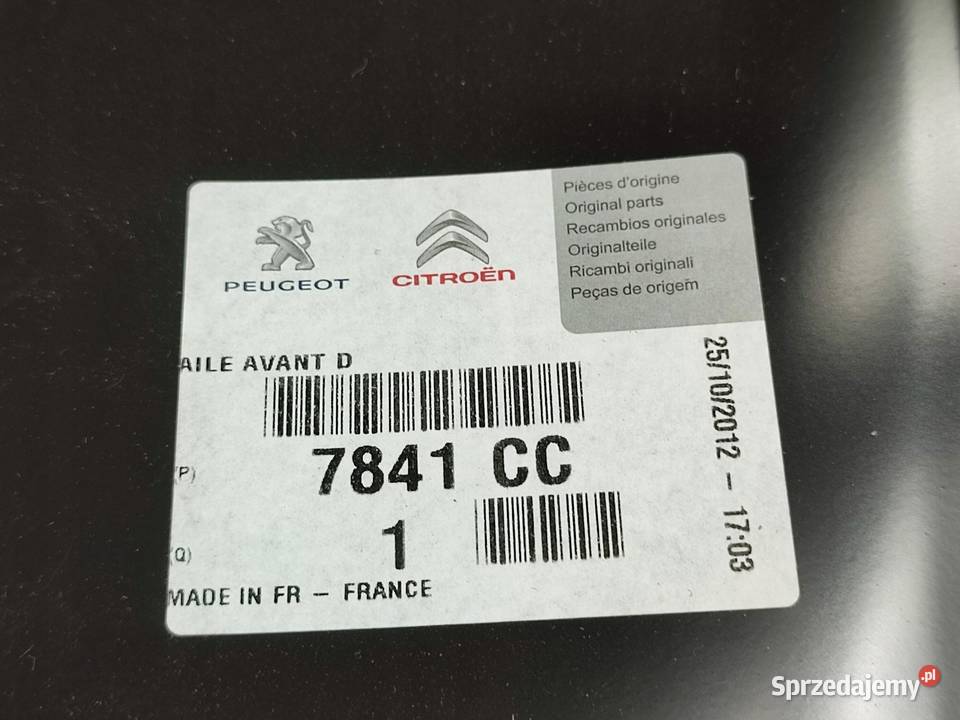 BŁOTNIK PRAWY PRZÓD CITROEN DS4 I 20102016 Błotniki