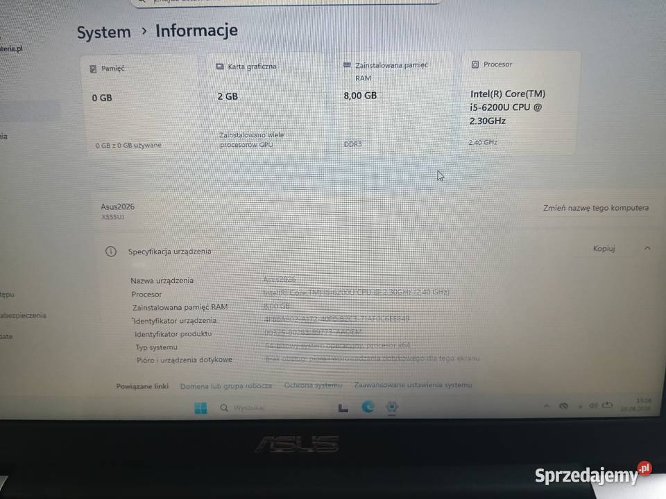 Sprzedam laptop Asus Skruda