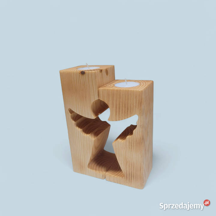 Drewniany Świecznik Aniołek Bielsko-Biała