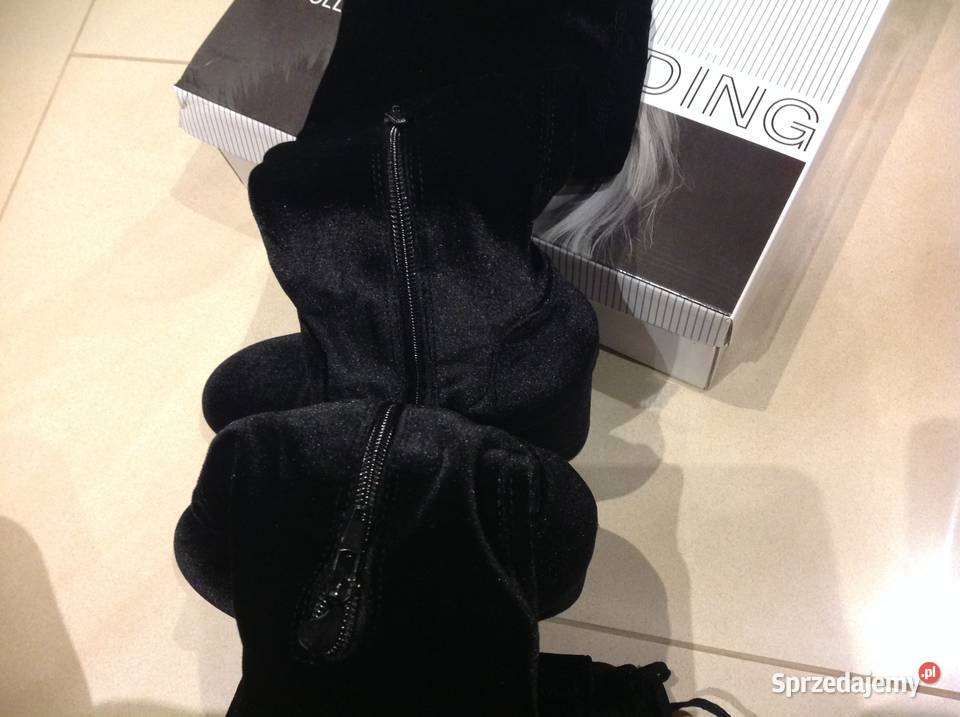 Kozaki Kolano damskie 36 welurowe Nowe Kozaki