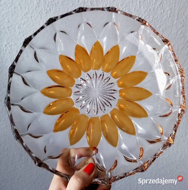 Kryształowa lazurowana patera z Zawiercia Sosnowiec