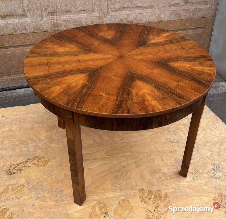 Stół Okrągły Orzech 110 Art Deco Gwiazda Warszawa