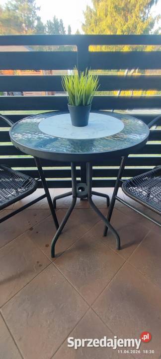 Komplet ogrodowy 2 krzesła stolik szklany ratan Siewierz