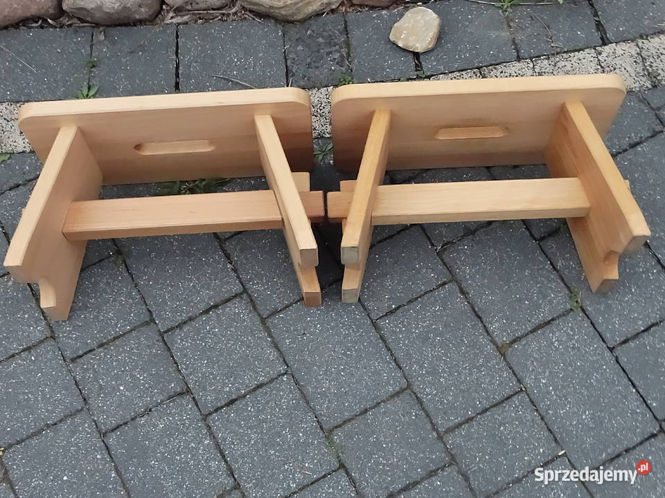 Komplet 2 Drewnianych Stołków Ryczałek Solidne Biłgoraj