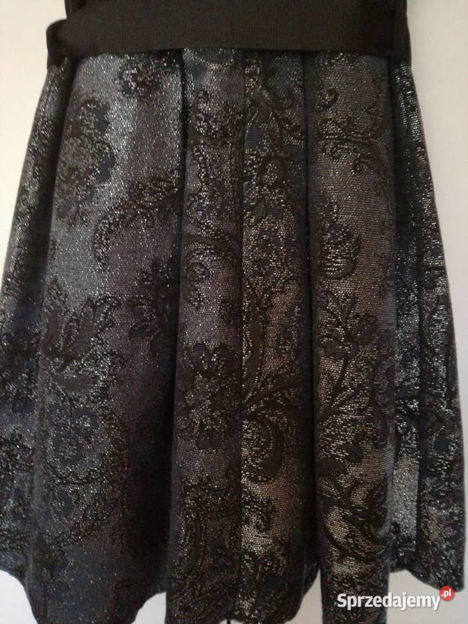 Sukienka imprezowo koktajlowa czarno srebrna Lublin