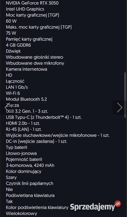 Laptop Asus Tuf Gaming F17 173 i5 512GB 16GB RAM Kłobuck sprzedam