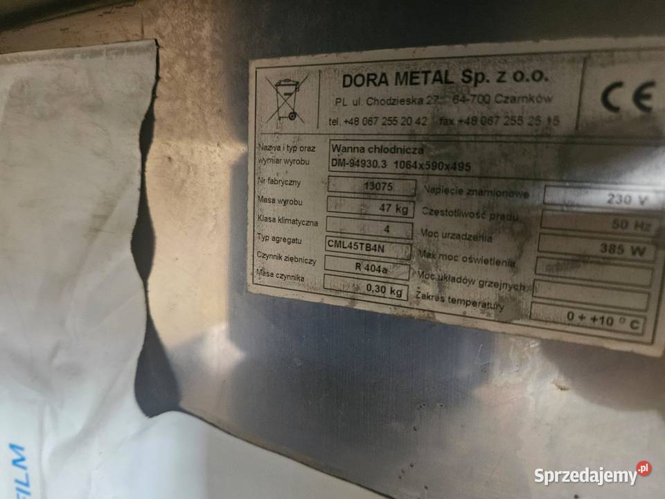 Wanna chłodnicza DORA METAL 949303 1064x590x495 śląskie Pszczyna sprzedam