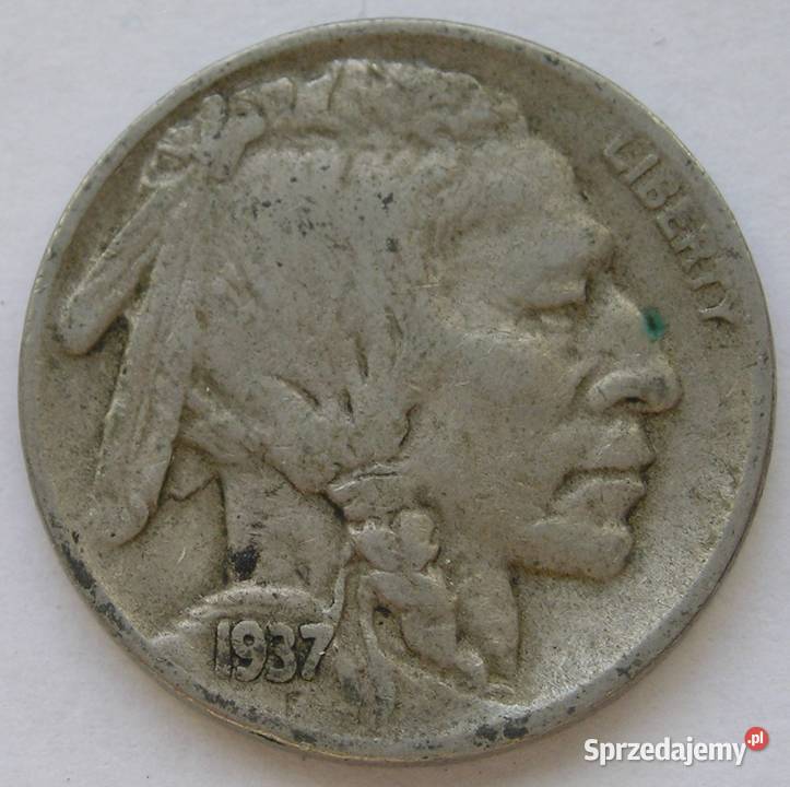 USA 5 CENTÓW 1937 INDIANIN BIZON Numizmatyka Łódź