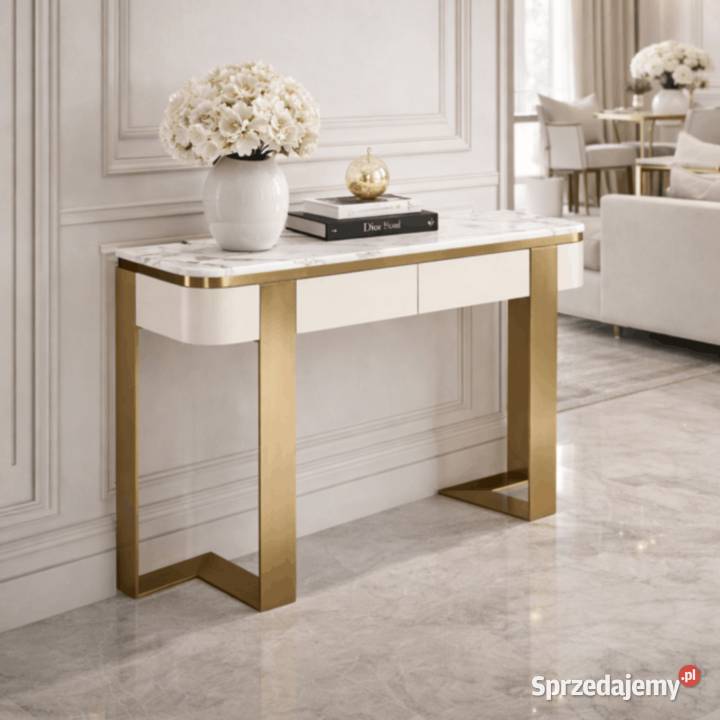 Konsola glamour z marmurem i szufladami Sofia