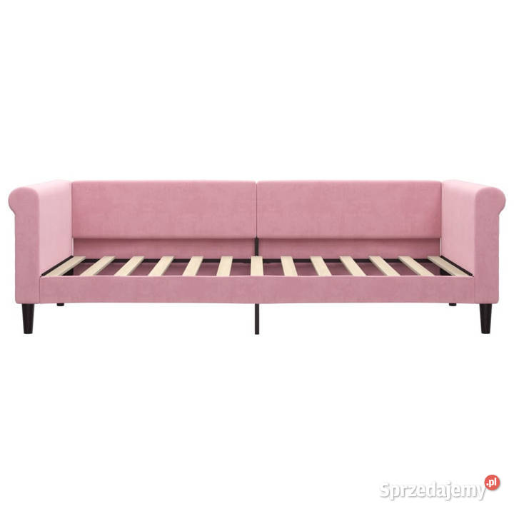 Łóżko dzienne różowe obite aksamitem 90x200