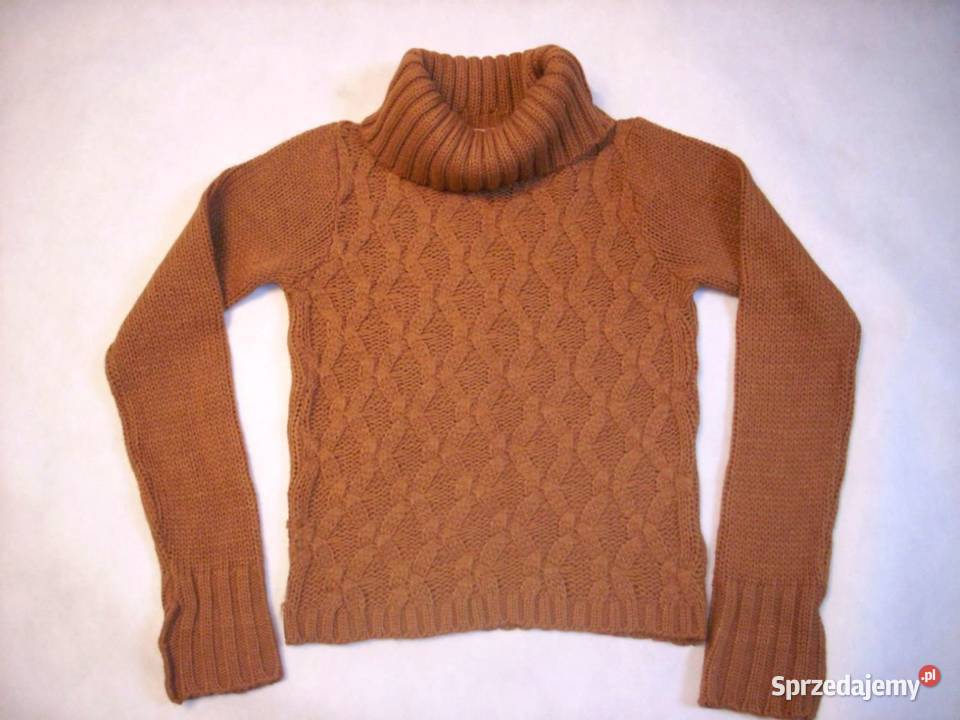 Karmelowy Ciepły Sweter Splot Golf j Nowy 36 38 Swetry i golfy sprzedam