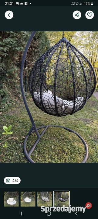 Fotel ogrodowy kokon metal Śrem sprzedam