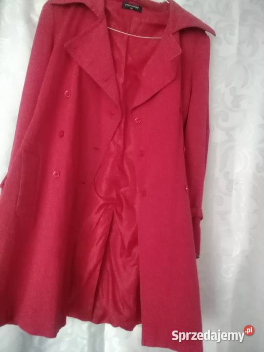Płaszcz wiosenny czerwony Bez wzoru Łódź