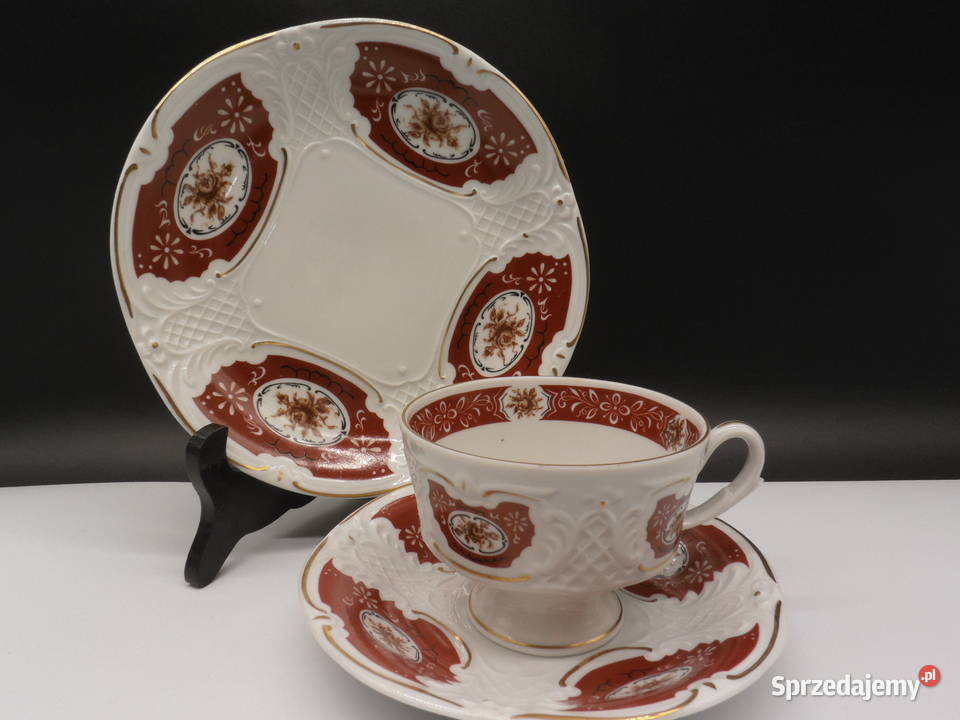 Ekskluzywne Trio Śniadaniowe PMP Plaue Porcelana Raszków