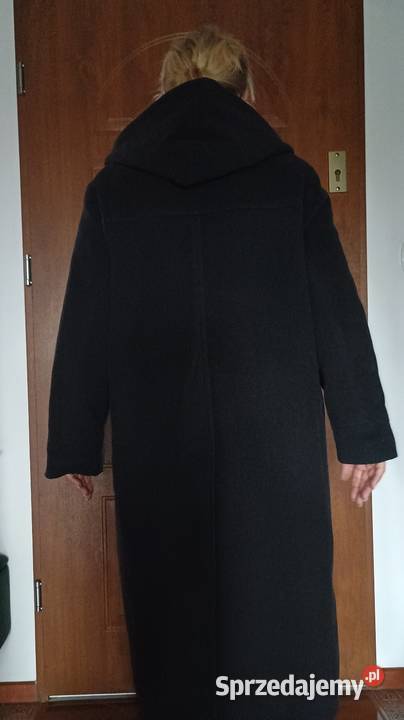 Kaszmirowy płaszcz czarny dlugi Odzież damska lubuskie Bytom Odrzański