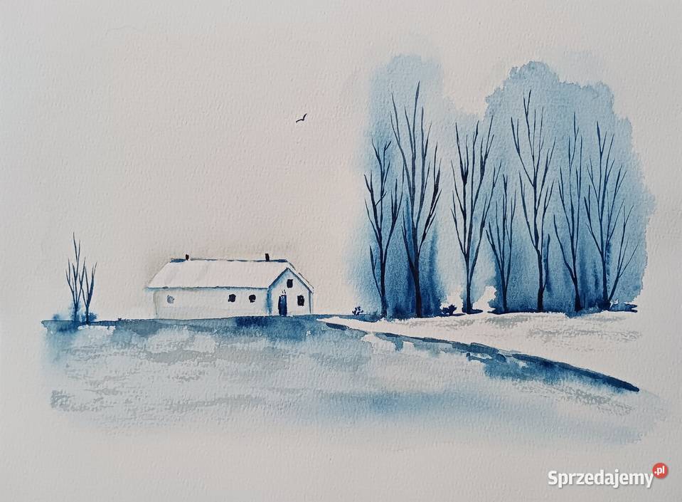 Akwarela Akwarelka Obraz pt Samotność 31x23 Gdańsk