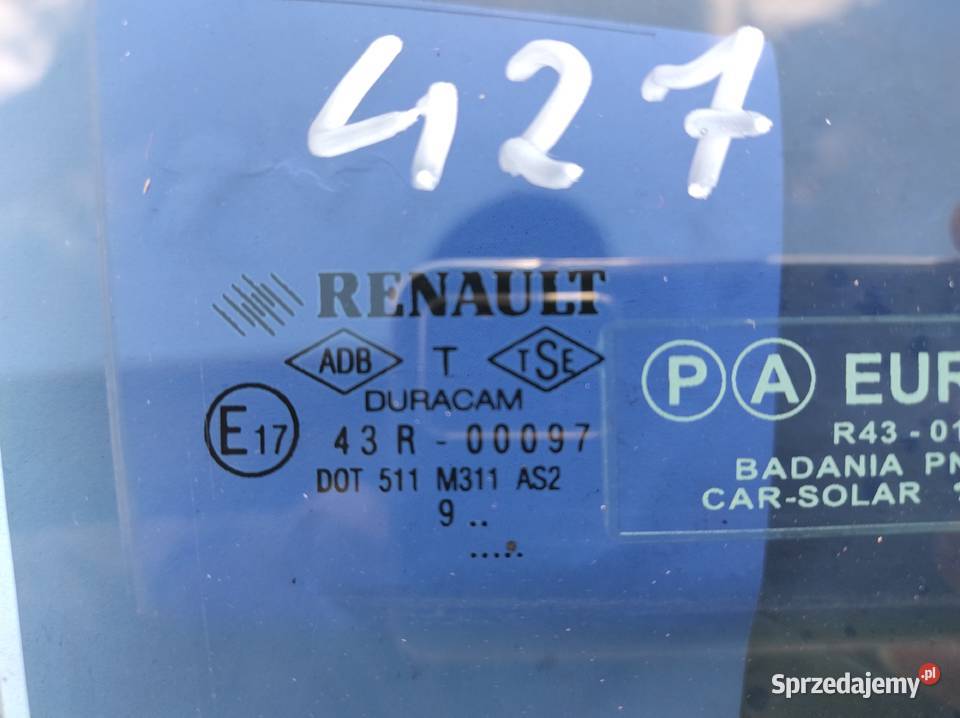 Szyba drzwi przednia prawa i lewa tylna Renault Zahajki-Kolonia