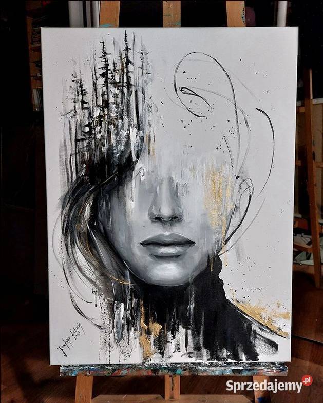 Obraz abstrakcja złoto kobieta nowoczesny obraz Warszawa