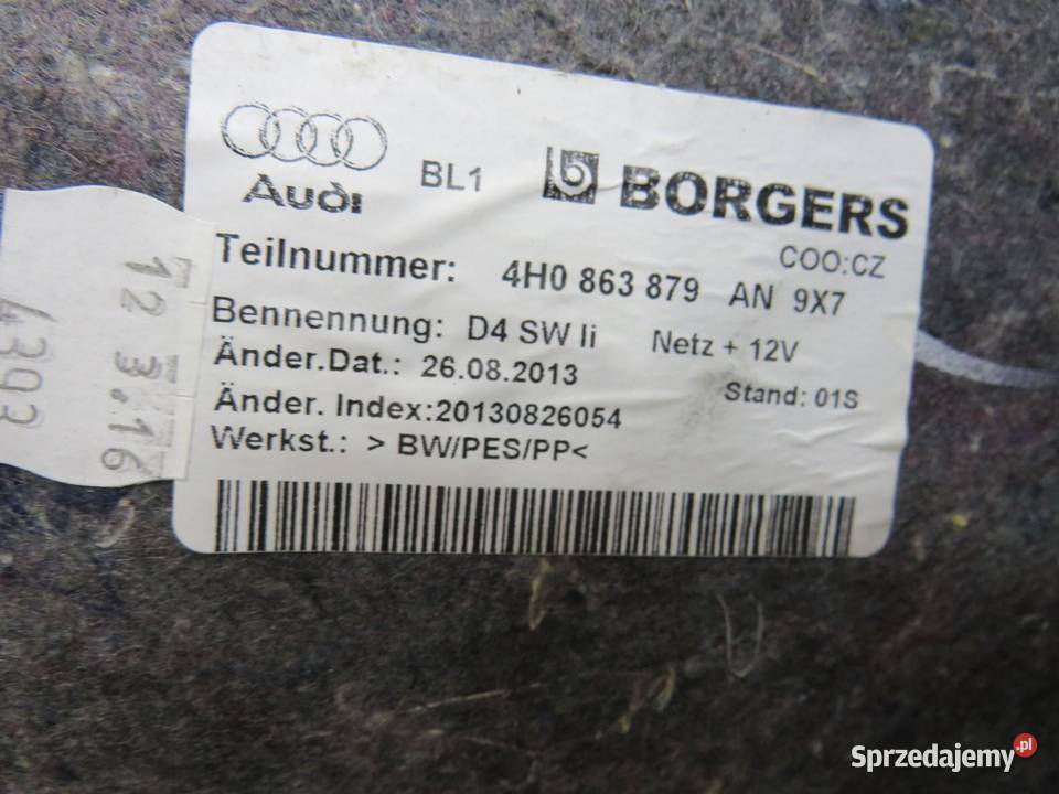 BOCZEK BAGAŻNIKA LEWY AUDI A8 D4 4H0863879AN