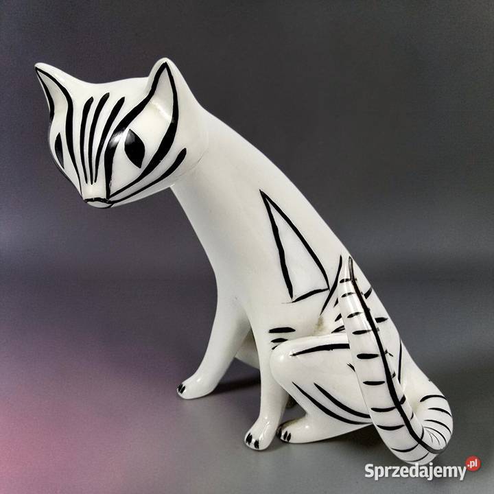 Kot Art Deco Hollohaza Istvan Torma pikas lata Porcelana i szkło Warszawa sprzedam