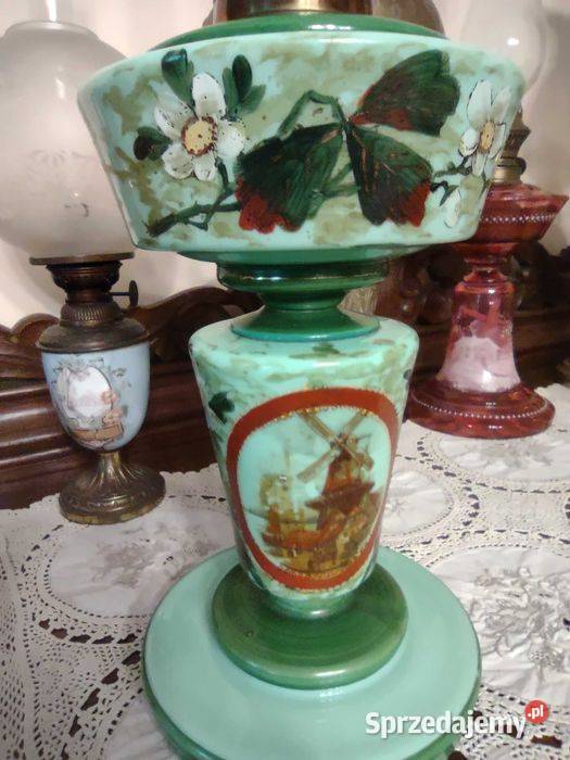 Antyk lampa naftowa LB ręcznie malowana Belgia wielkopolskie Gniezno