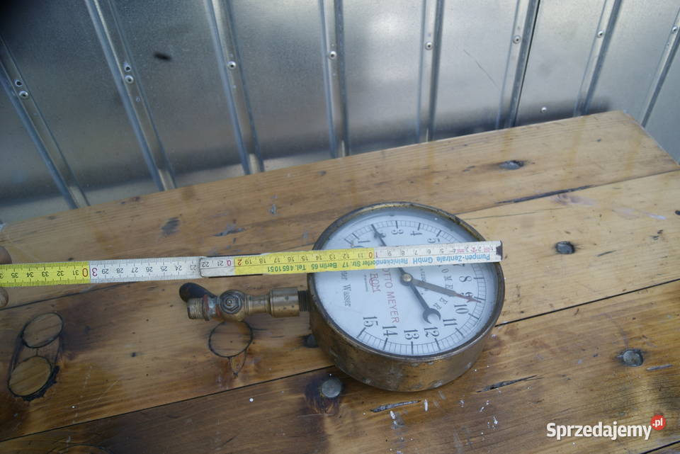 STARY DUŻY MANOMETER FABRIKMARKEJ ZEGAR DZIAŁA Rybnik