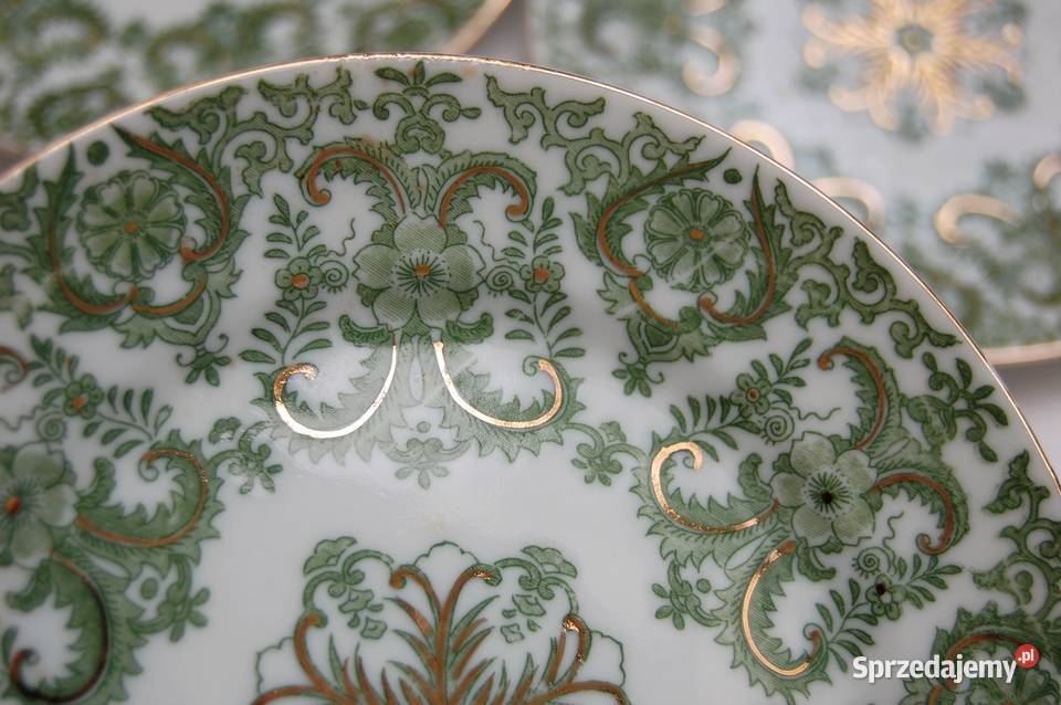 Talerze vintage deserowe zielone chińska lubelskie Lublin sprzedam