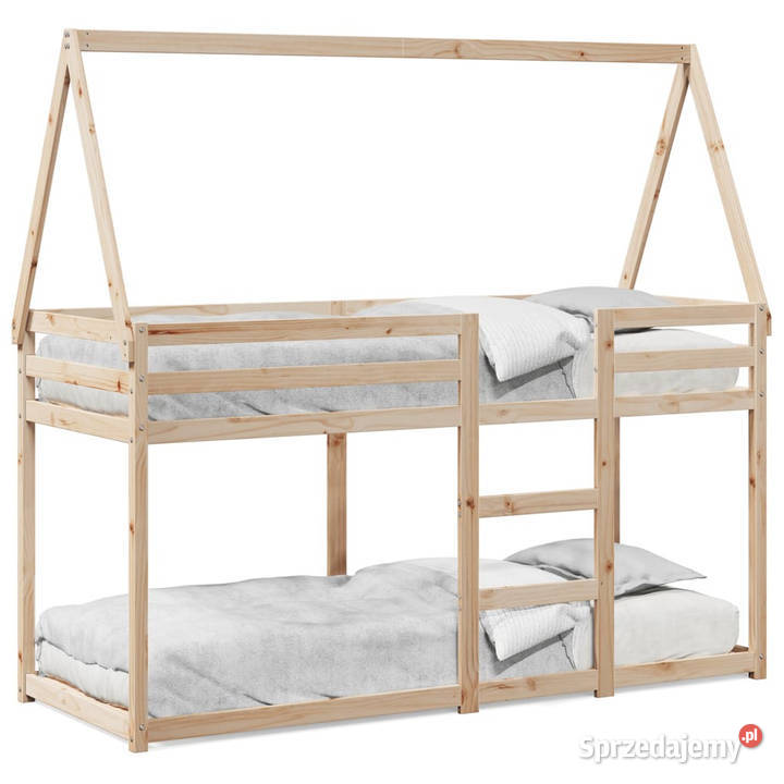 Łóżko piętrowe z dachem lite drewno sosnowe 195cm Meble