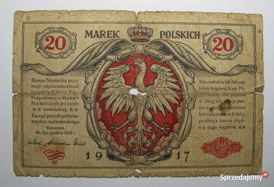 20 Marek Polskich 1916 Jenerał Numizmatyka Dąbrowa Górnicza