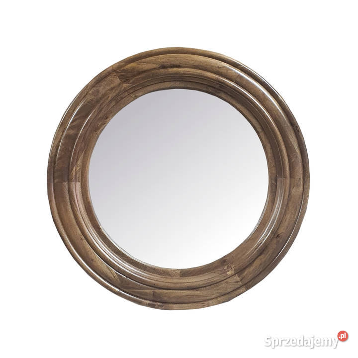 Okrągłe lustro w grubej ramie z drewna 110 odcienie brązowego Lustra Lublin