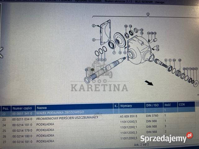Claas Variant walek przekładni 0008513410 Części i osprzęt rolniczy wielkopolskie Jastrzębniki
