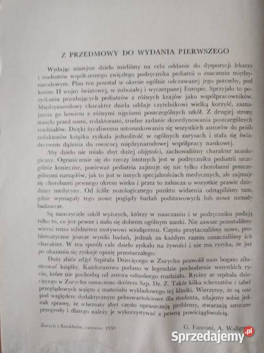 Pediatria tom I Fanconi Wallgren medycyna Rok wydania 1971
