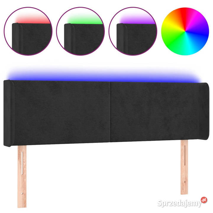 Zagłówek do łóżka z LED czarny 147x16x7888 Warszawa